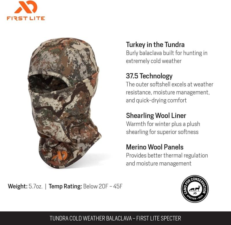 Merino Wool Camo Hunting Balaclava for Cold Weather