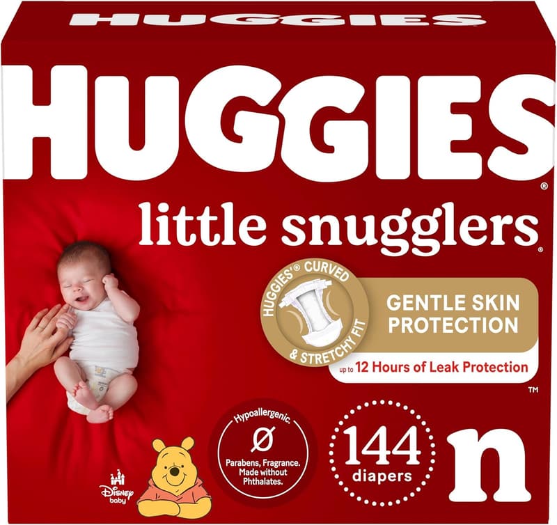 Huggies Little Snugglers Newborn Diapers, Size Newborn, 144 Count