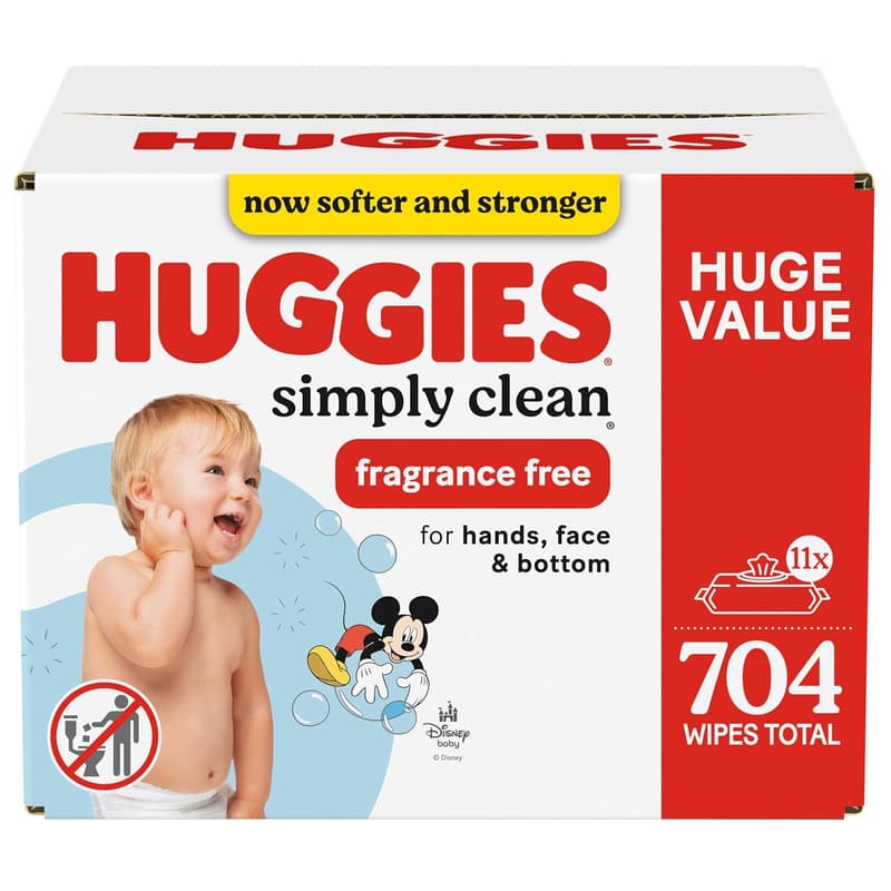 Huggies Simply Clean Unscented Baby Wipes, 704 Total Wipes