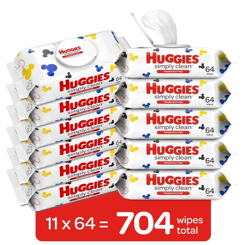 Huggies Simply Clean Unscented Baby Wipes, 704 Total Wipes