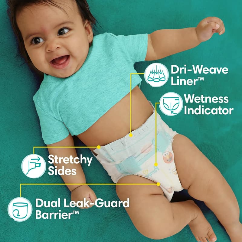 Baby Dry Size 1 Pampers Diapers, 252 Count, Absorbent Disposable