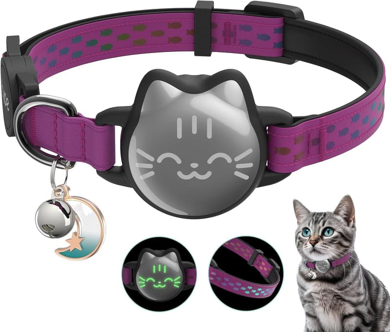 Lightweight Breakaway Airtag Cat Collar with Reflective Strap