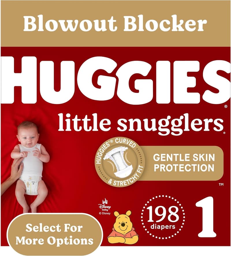 Huggies Little Snugglers Size 1 Baby Diapers, 198 Count