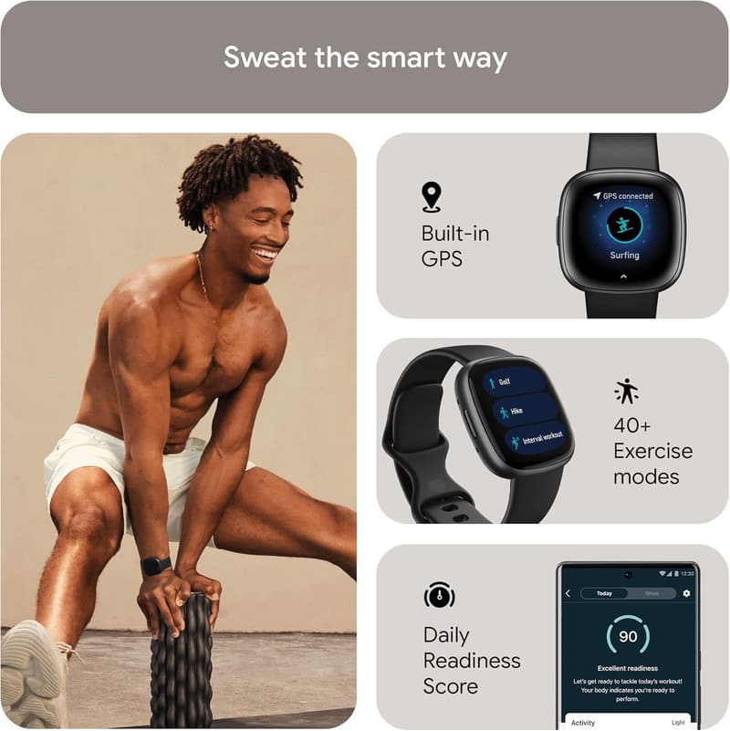 Fitbit Versa 4 Smartwatch: GPS, Heart Rate, 40+ Exercise Modes