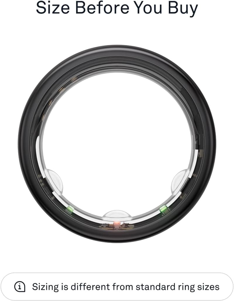 Oura Ring Gen3 Horizon - Black - Smart Fitness Tracker, Size 7