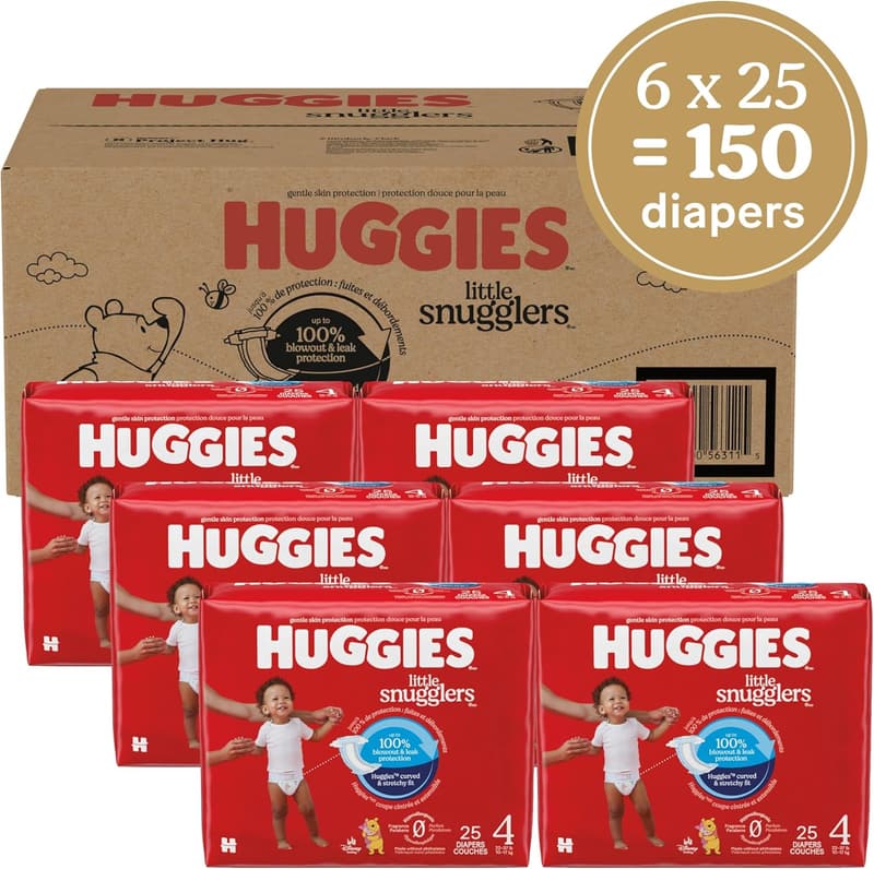 Huggies Little Snugglers Size 4 Diapers, 150 Count