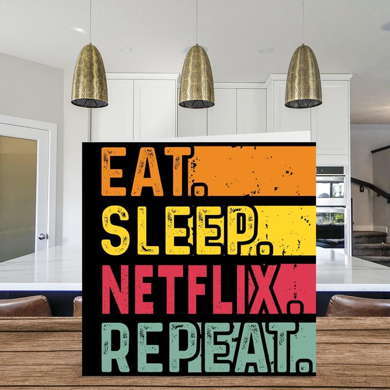 Funny Birthday Card for TV Lovers - Eat, Sleep, Netflix, Repeat
