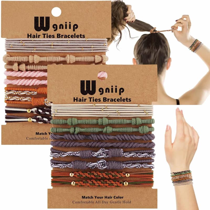 Boho Hair Ties - 20 Pack, No-Damage Elastics, 5 Styles