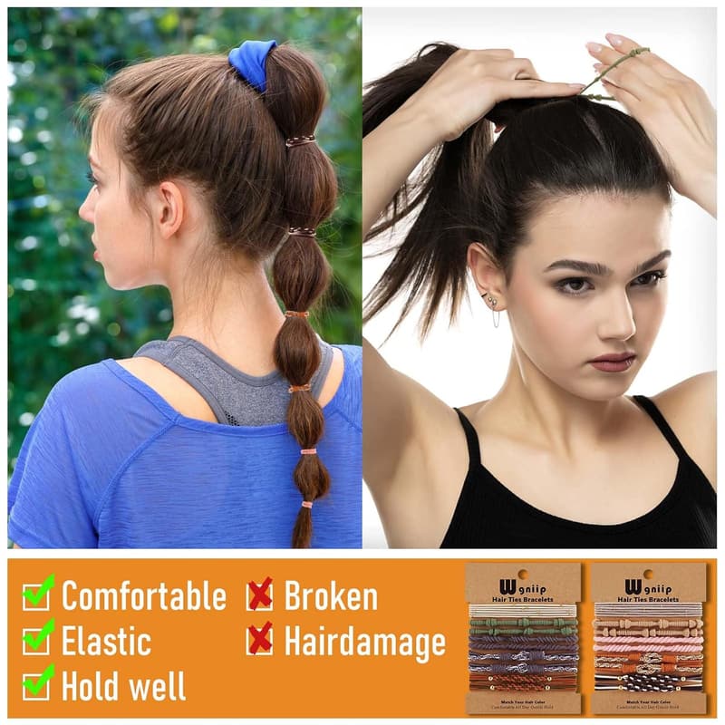 Boho Hair Ties - 20 Pack, No-Damage Elastics, 5 Styles