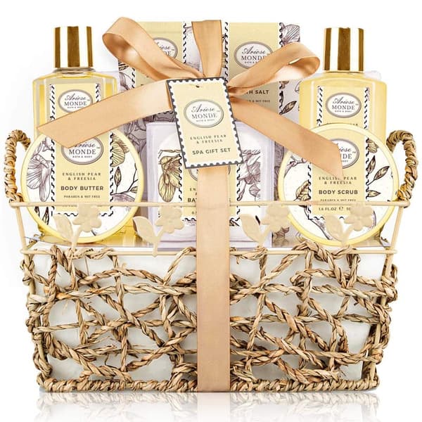 Spa Gift Basket with English Pear & Freesia for Men & Women