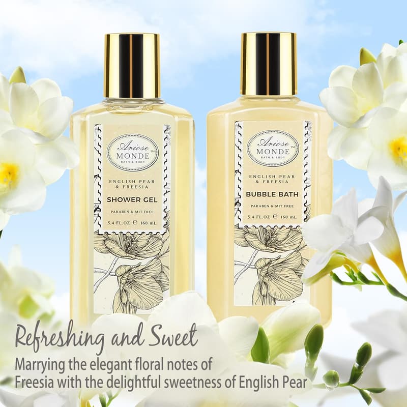 Spa Gift Basket with English Pear & Freesia for Men & Women