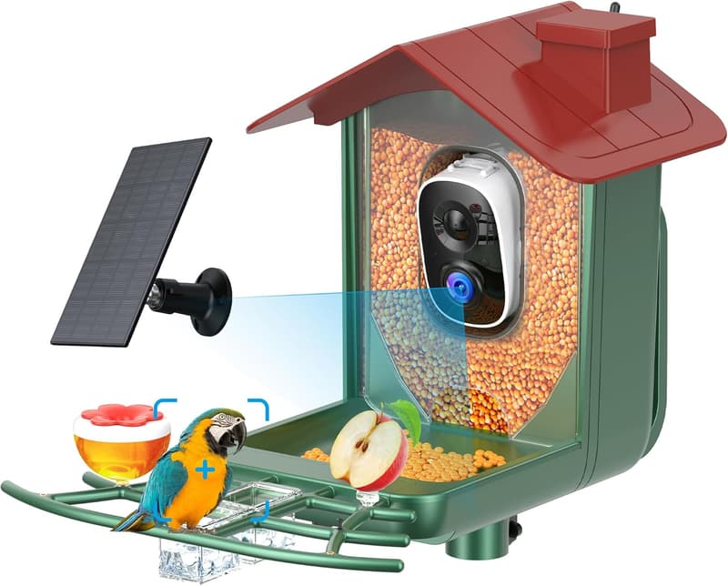 Smart Birdfeeder with Camera - 2K HD Live Video for Garden