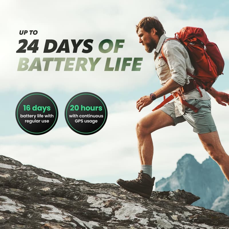 Active Edge Smart Watch - 46mm Rugged Fitness Tracker, Mint Green