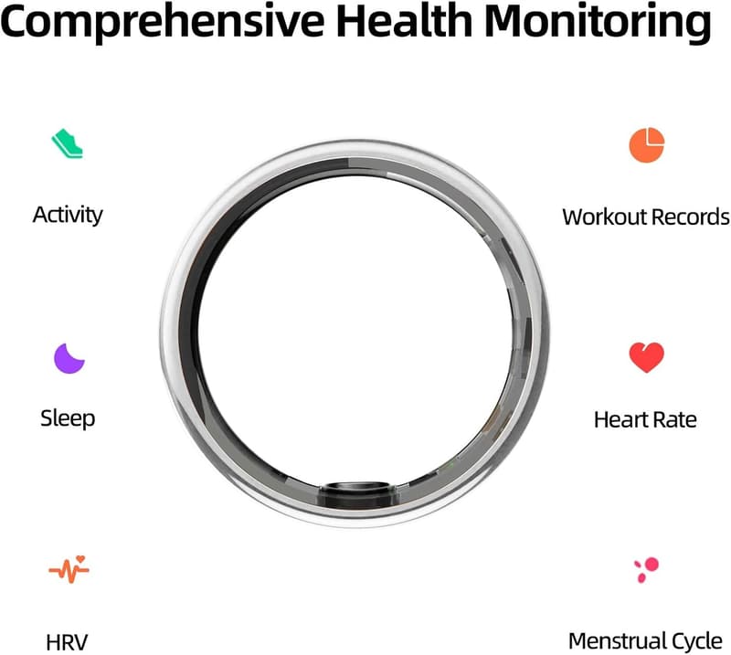 Smart Health Tracker Ring for Women & Men - IP68 Waterproof
