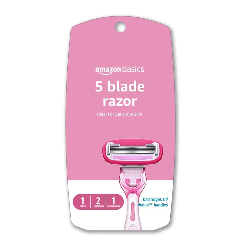 Amazon Basics Women's Razor with 2 Cartridges & Shower Hanger