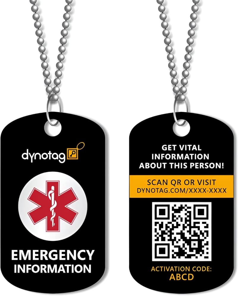 Smart Medical ID Necklace for Men & Women | Military Style Steel