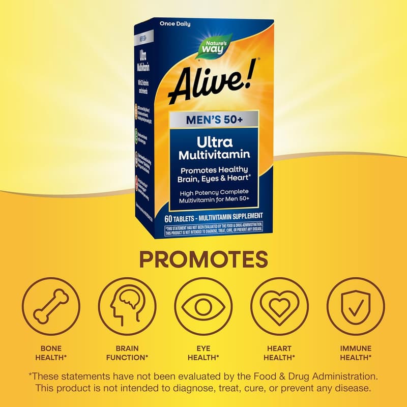 Men's 50+ Daily Ultra Multivitamin, High Potency, Gluten-Free