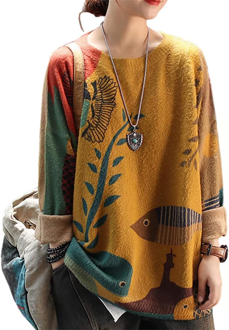 Christmas Graphic Printed Oversized Sweater for Women