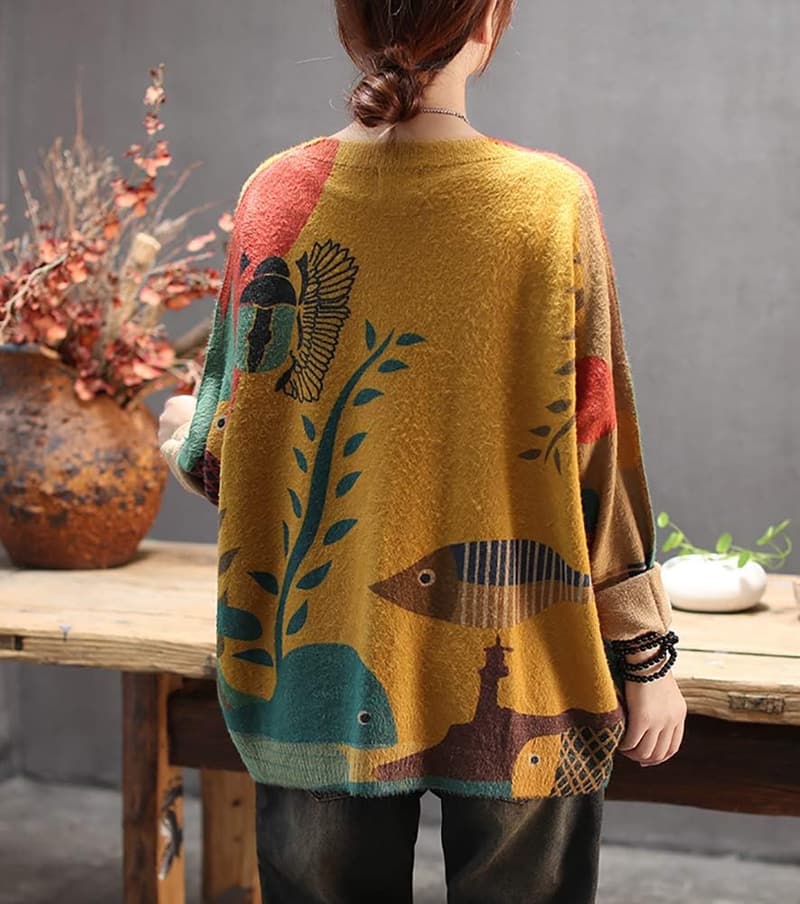 Christmas Graphic Printed Oversized Sweater for Women