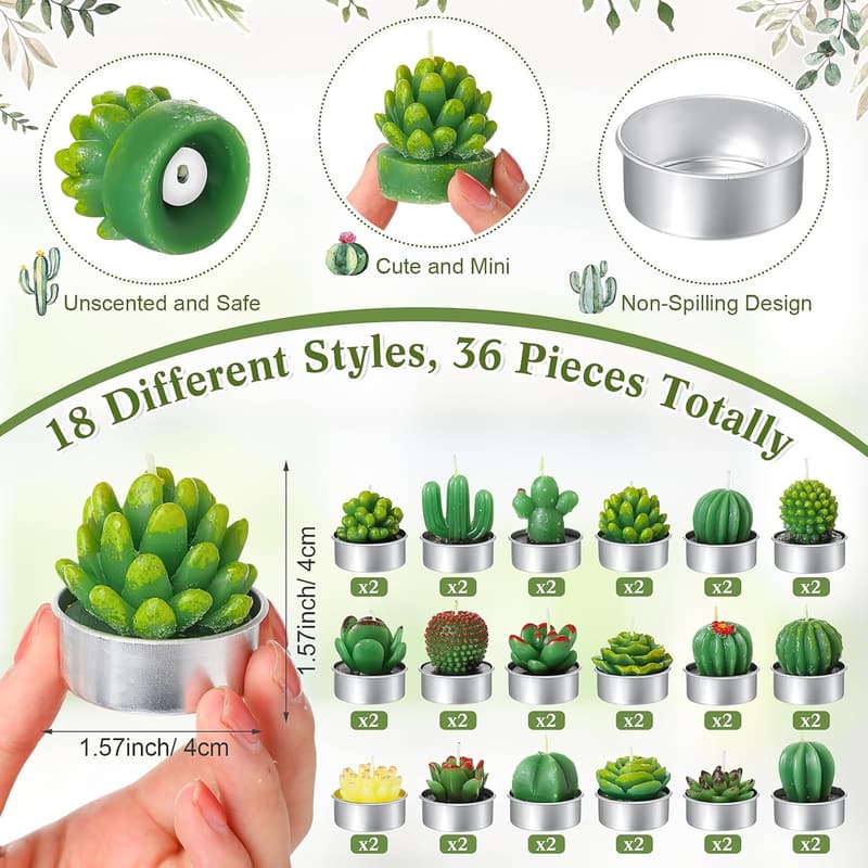 Baby Shower Succulent Candle Favors with Thank You Tags & Bags