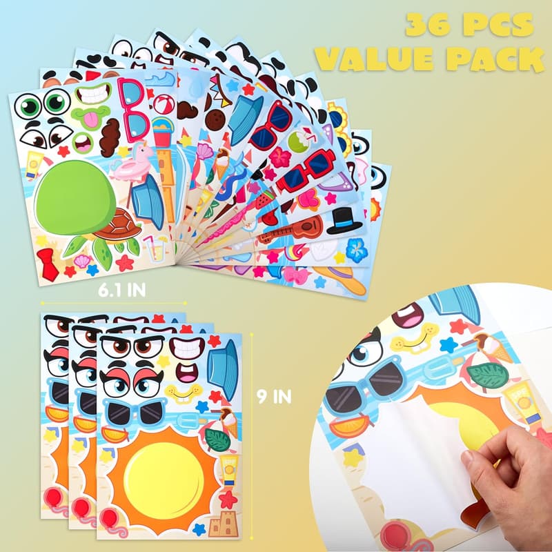 Summer Scene Sticker Craft Set for Kids - 36 Pcs