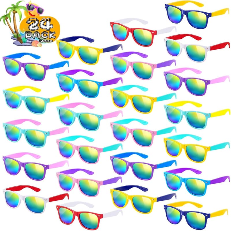 Neon Sunglasses Bulk Party Favors for Kids - 24 Pack