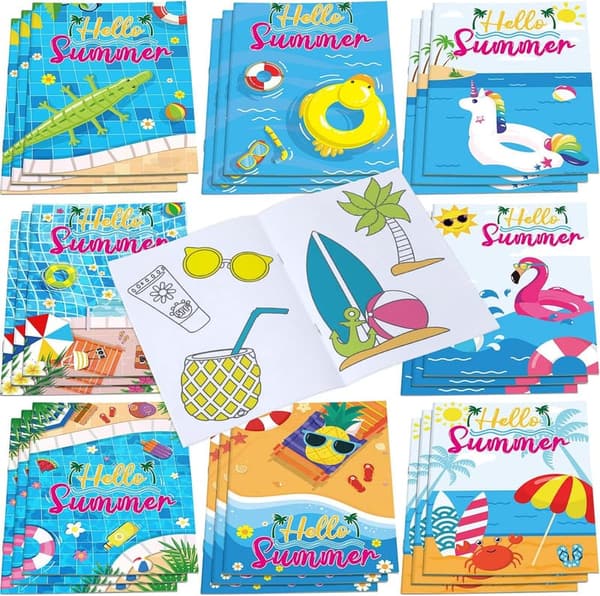 Summer Beach Coloring Books Set - 24 Mini DIY Patterns