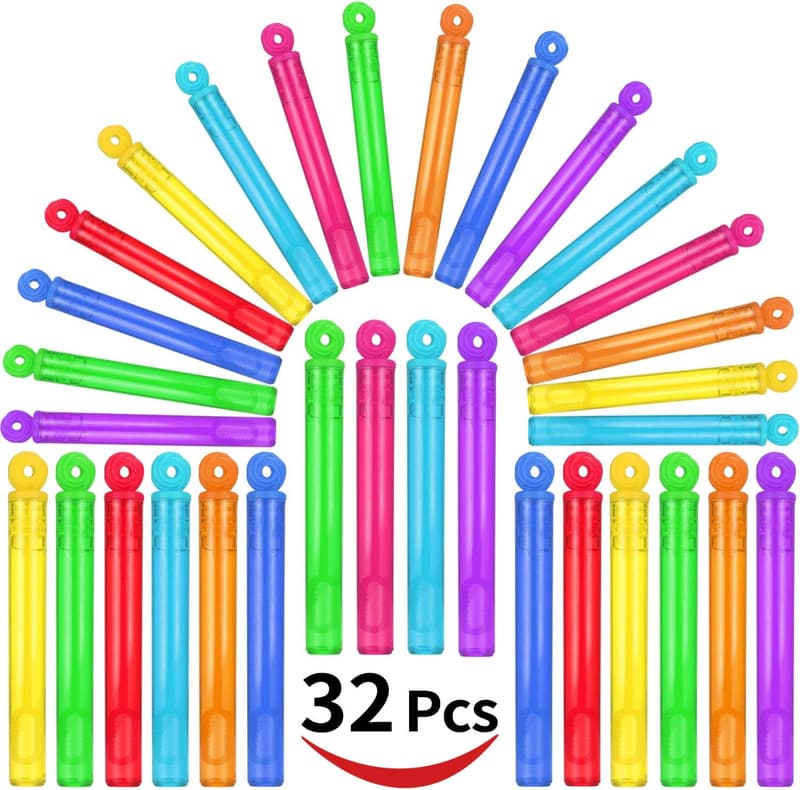 Mini Bubble Wands Assortment - 32-Piece Party Favors for Kids