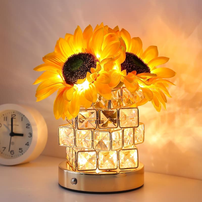 Rechargeable Sunflower Touch Lamp - 3-Color Dimming Night Light