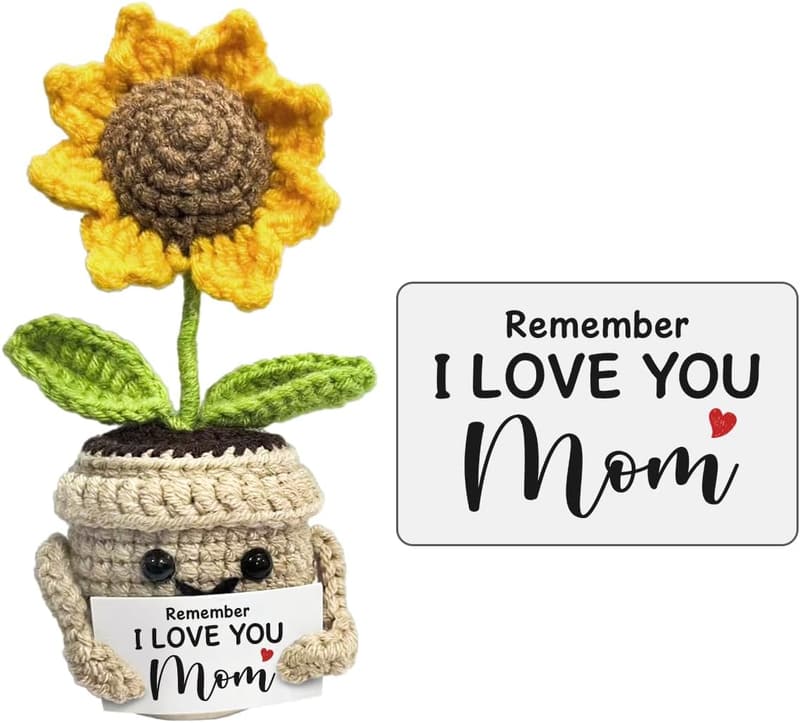 Handmade Crochet Sunflower Mini Gifts for Mom's Birthday