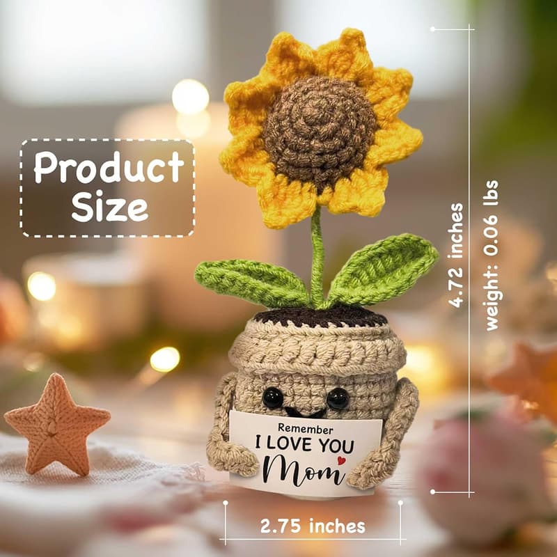 Handmade Crochet Sunflower Mini Gifts for Mom's Birthday