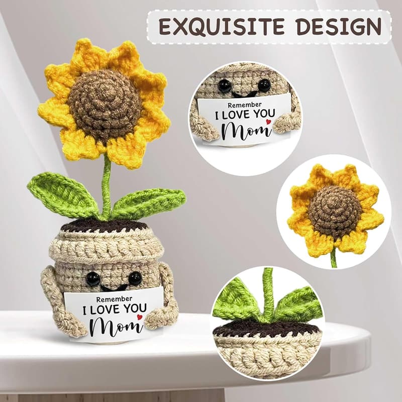 Handmade Crochet Sunflower Mini Gifts for Mom's Birthday