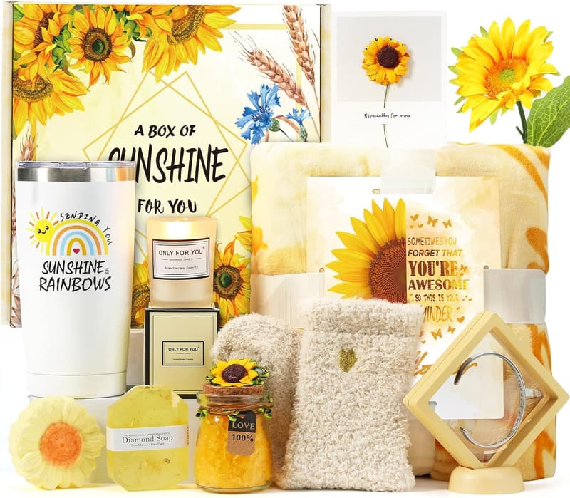 Sunflower Spa Gift Basket for Mom - 10-Piece Set