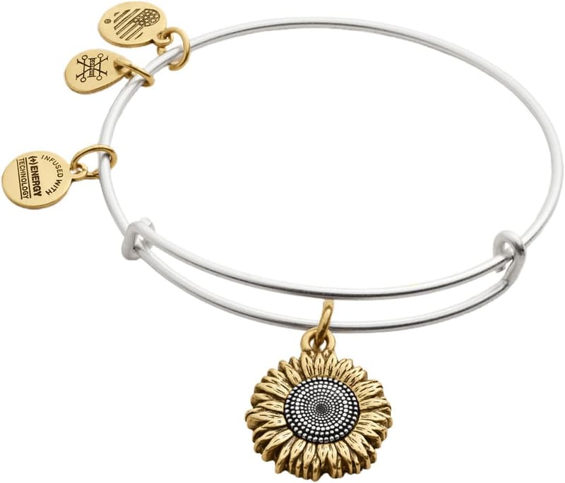 Sunflower Charm Expandable Bangle for Women - Two-Tone Finish