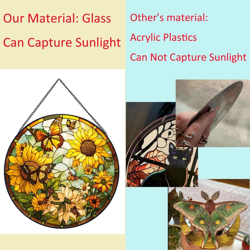 Hand-Painted Sunflower Stained Glass Sun Catcher Ornament