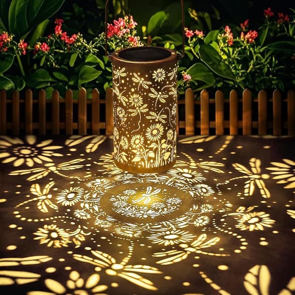Outdoor Solar Lantern - Dragonfly & Sunflower Design for Women