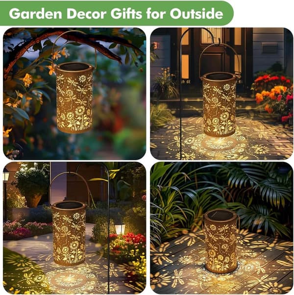 Outdoor Solar Lantern - Dragonfly & Sunflower Design for Women