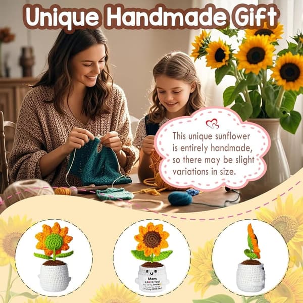 Handmade Crochet Sunflower for Mom's Birthday or Mother's Day