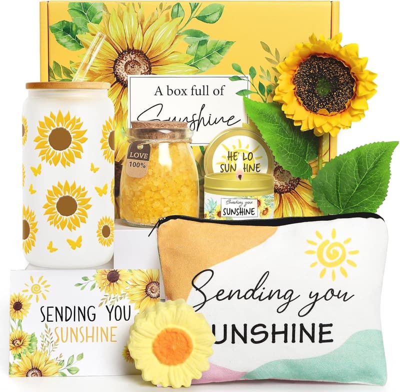 Get Well Soon Gift Basket for Women - Sunflower Spa Set