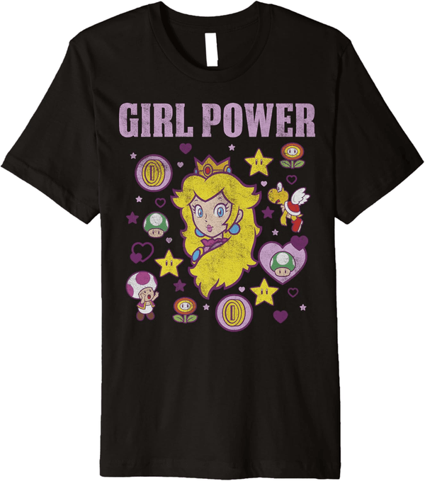 Super Mario Peach Girl Power Icons Premium T-Shirt