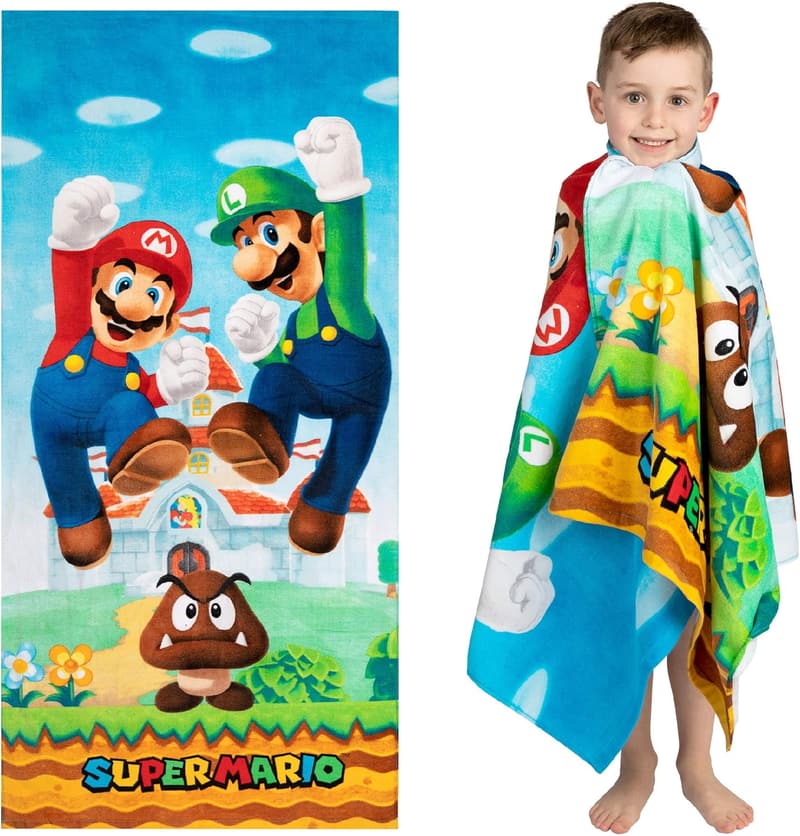 Super Mario Kids Bath Towel - Soft Cotton, 58