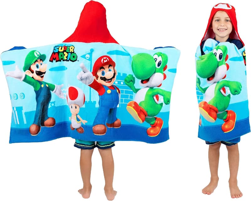 Super Mario Soft Cotton Hooded Towel Wrap for Kids