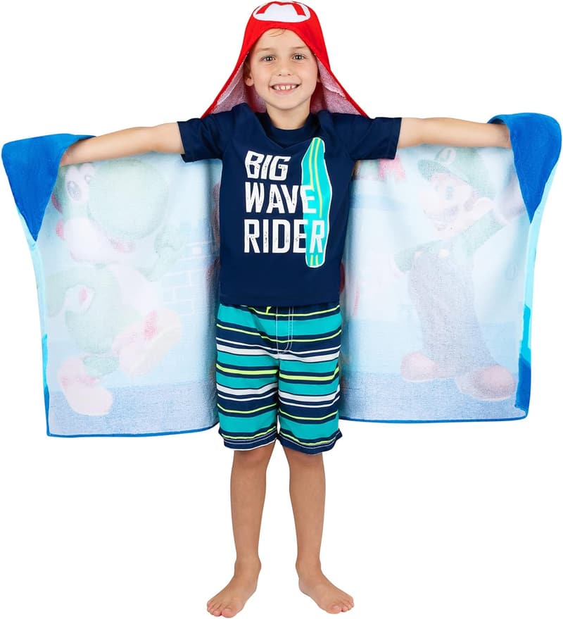 Super Mario Soft Cotton Hooded Towel Wrap for Kids