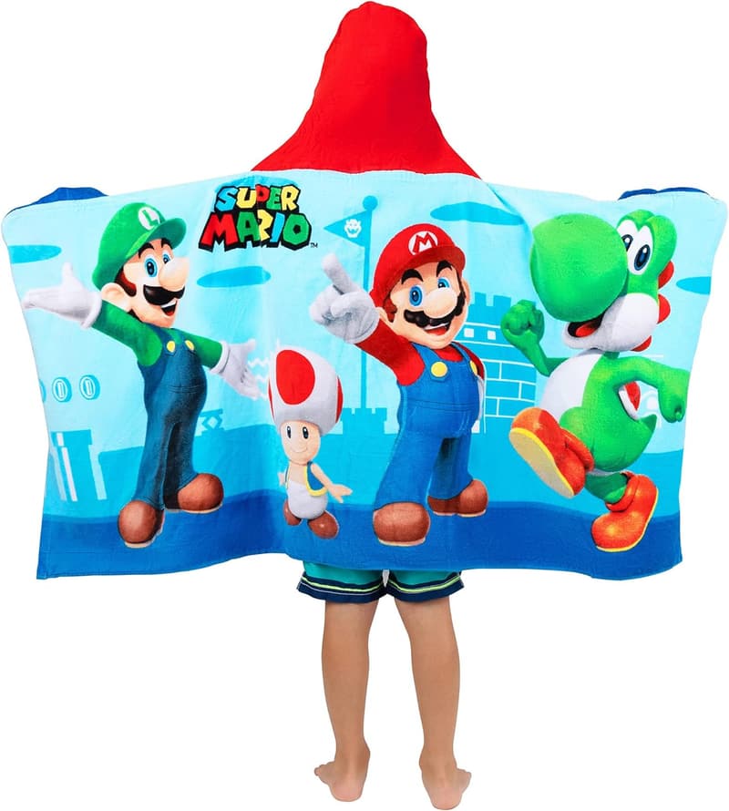 Super Mario Soft Cotton Hooded Towel Wrap for Kids