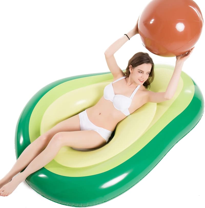 Inflatable Avocado Pool Float with Ball - Summer Fun for All