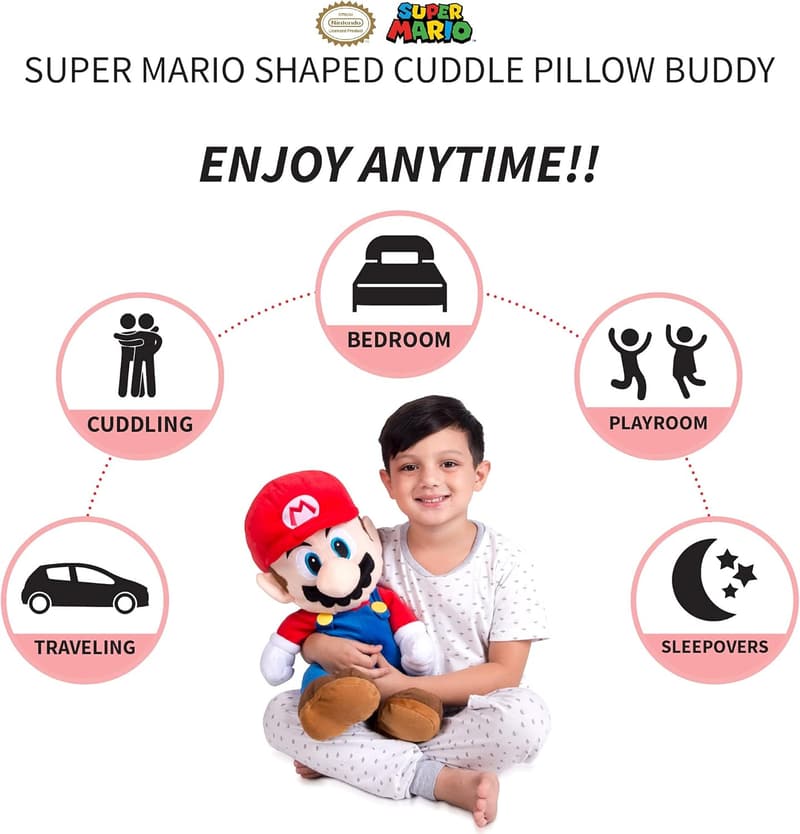 Super Mario Plush Cuddle Pillow Buddy for Kids