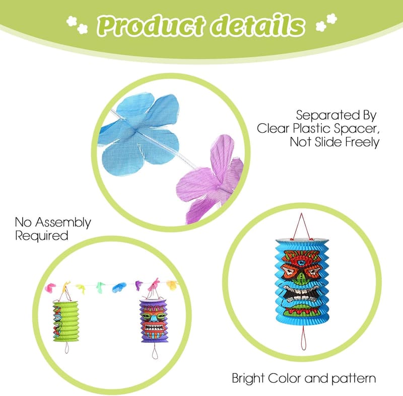 Tiki Luau Lanterns - Tropical Summer Party Decorations (2 Pcs)