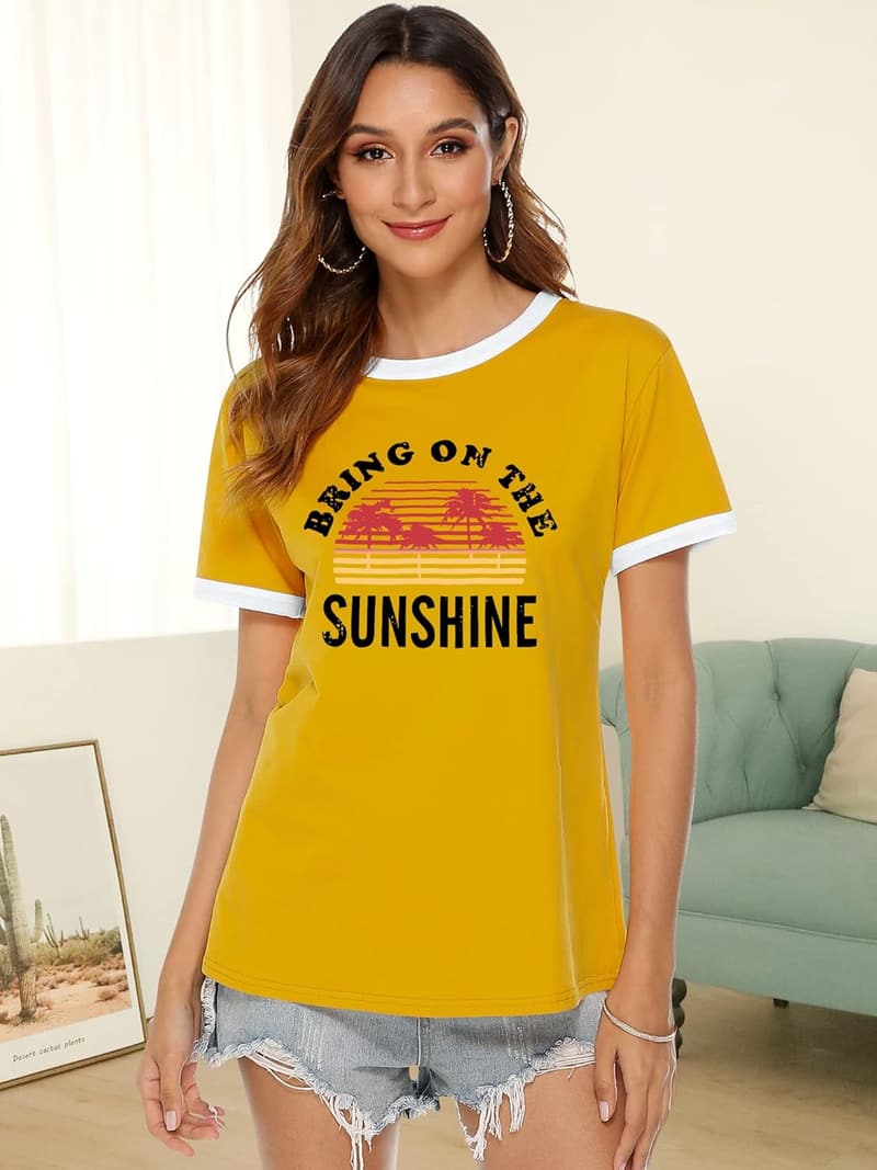 Sunshine Graphic Long Sleeve Tee for Women