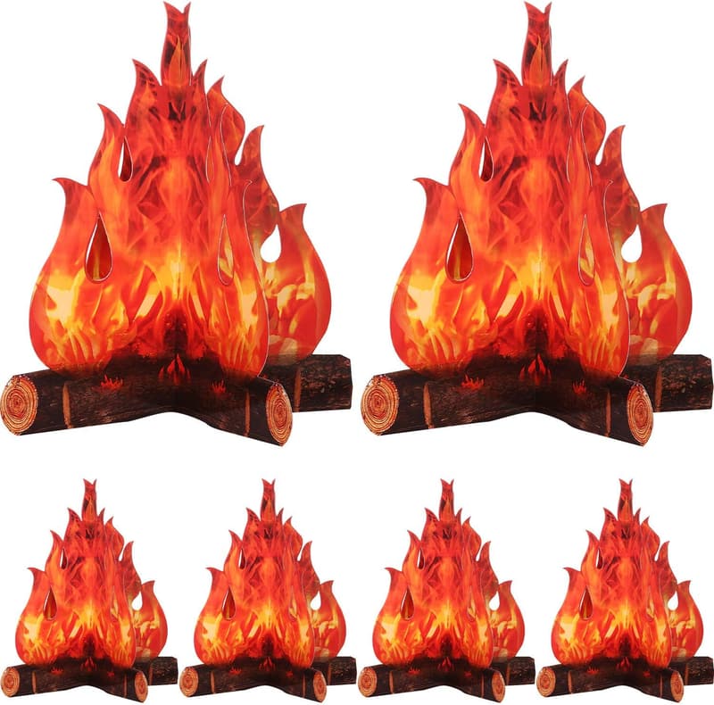 Campfire Party Decoration - 3D Cardboard Fake Flames Set