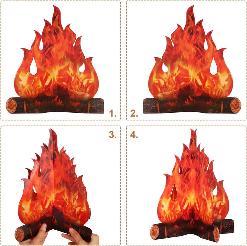 Campfire Party Decoration - 3D Cardboard Fake Flames Set